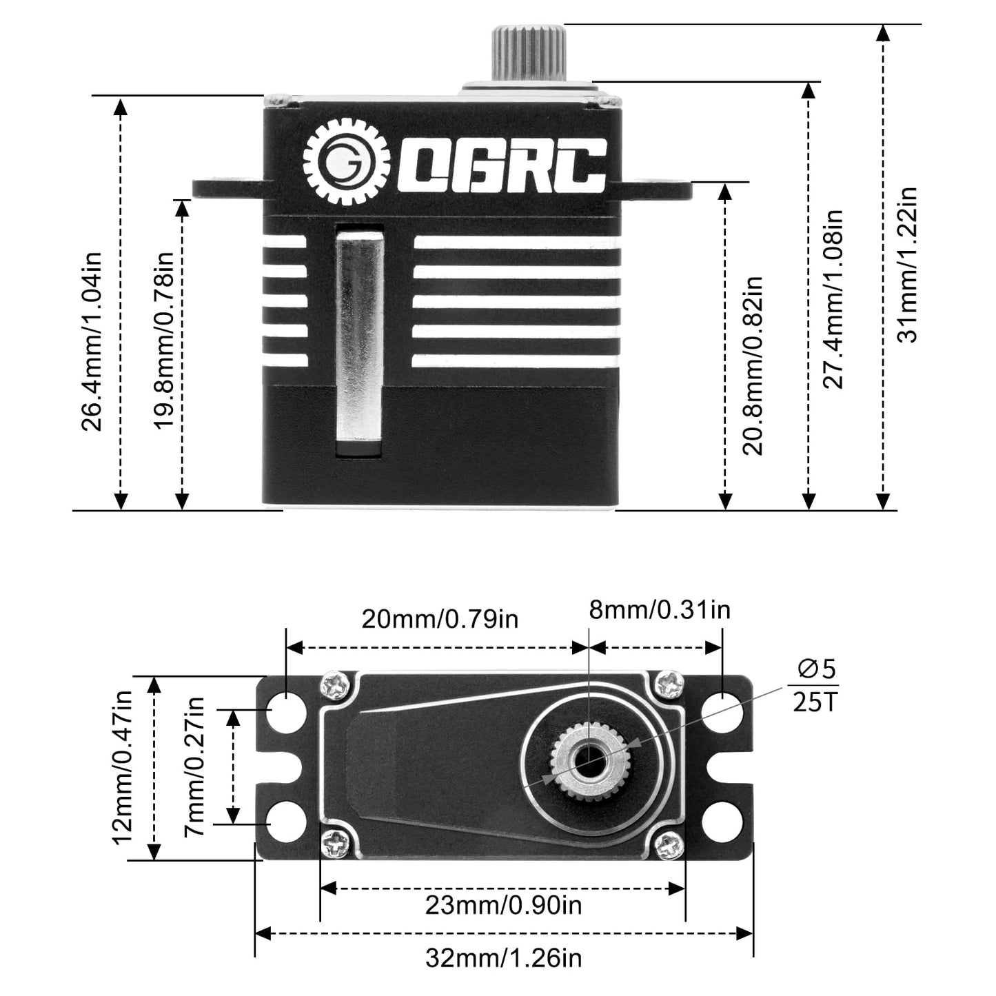 OGRC SCX24 Servo SCX24 High Torque Steering Servo Digital Servo RC Steering Servo with Steel Gear for SCX24 TRX4M Upgrade Parts