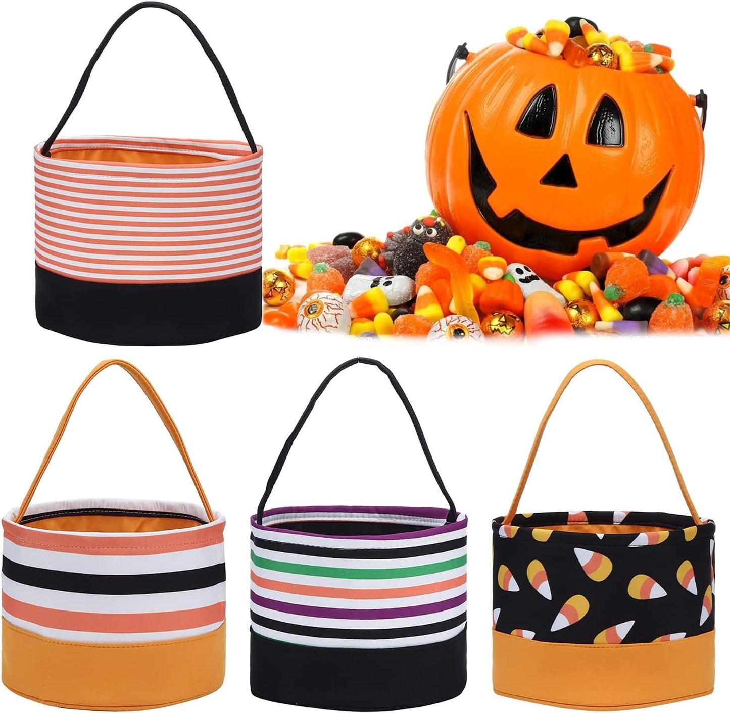 Halloween Trick Or Treat Bag Halloween Candy Bucket Fabric Tote Gift Candy Bag Halloween Party Favors