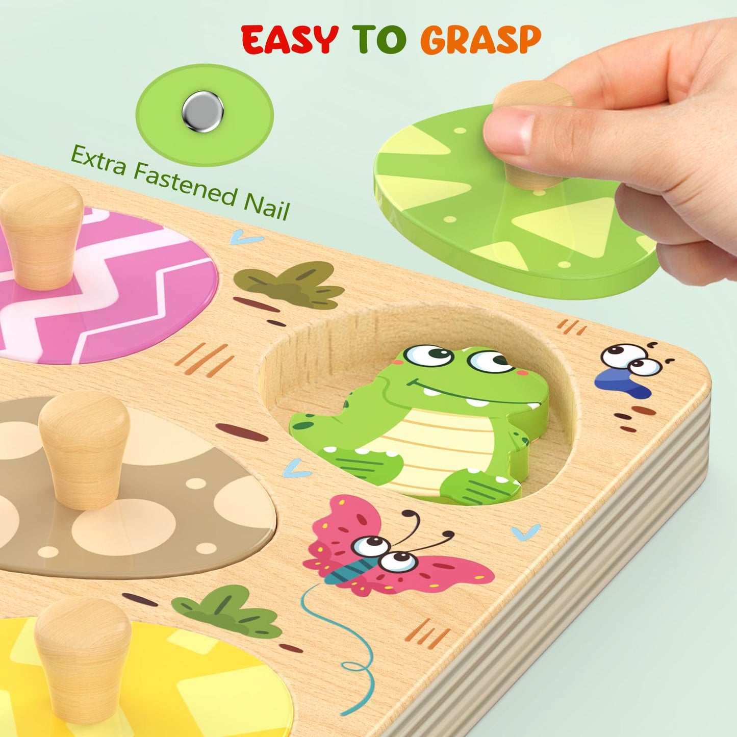Zeoddler Wooden Puzzles For Toddlers, 8 Pcs Animal Matching Egg Puzzle, Montessori Toys For Boy Girl Easter Birthday Gifts, Preschool Learning Activities & Educational Toys For Boys, Girls
