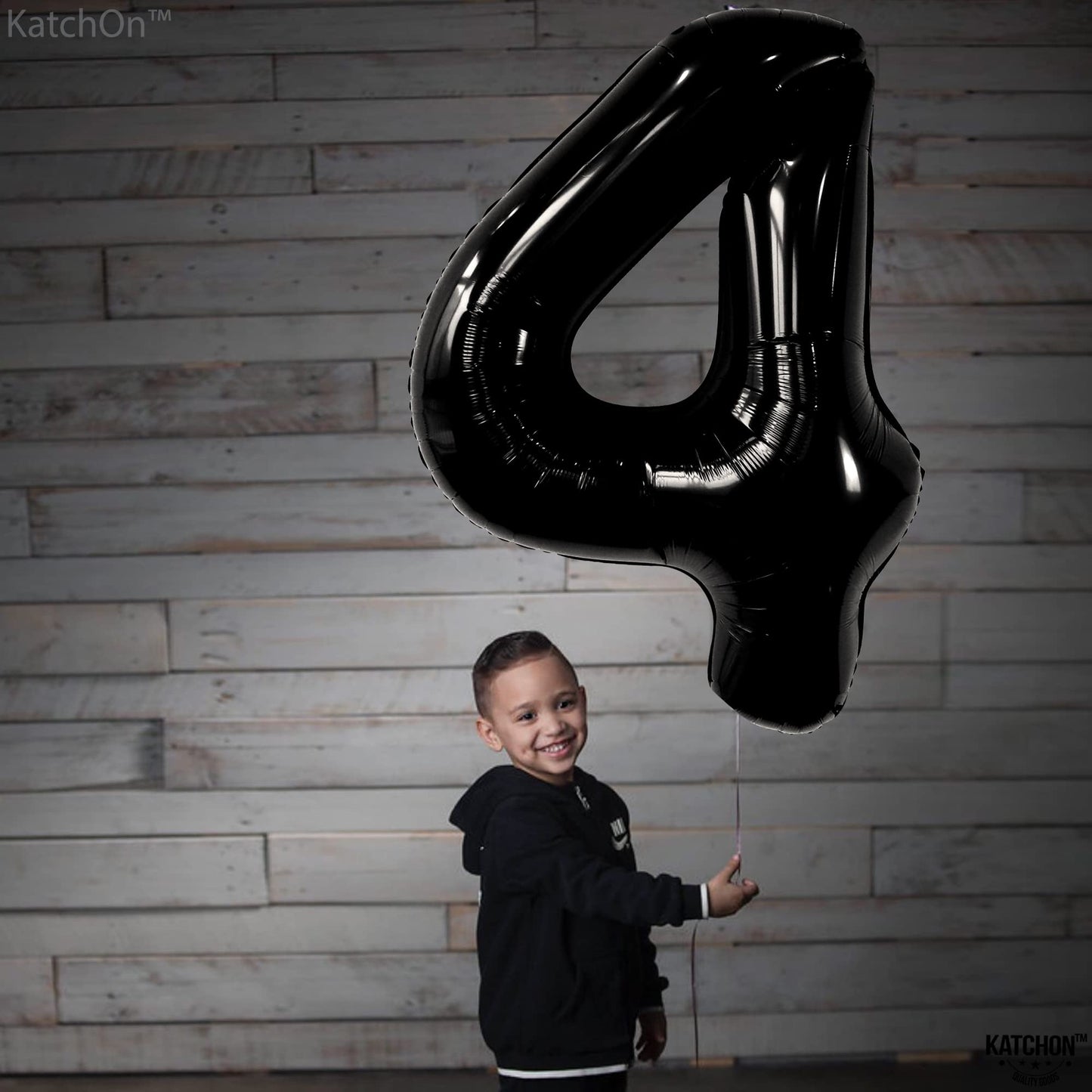 Katchon, Black Number 4 Balloons - Giant, 40 Inch | Black 4 Balloon Number, 4Th Birthday Decorations Boy | 4 Year Old Balloon, 4Th Birthday Decorations For Boys | Halloween Birthday Party Decorations