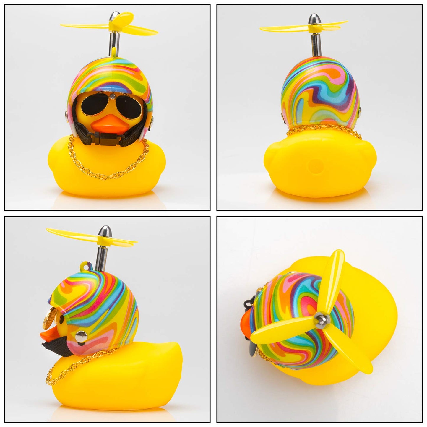 Wonuu Rubber Duck Car Decorations Cute Yellow Duck Car Dashboard Ornaments With Propeller