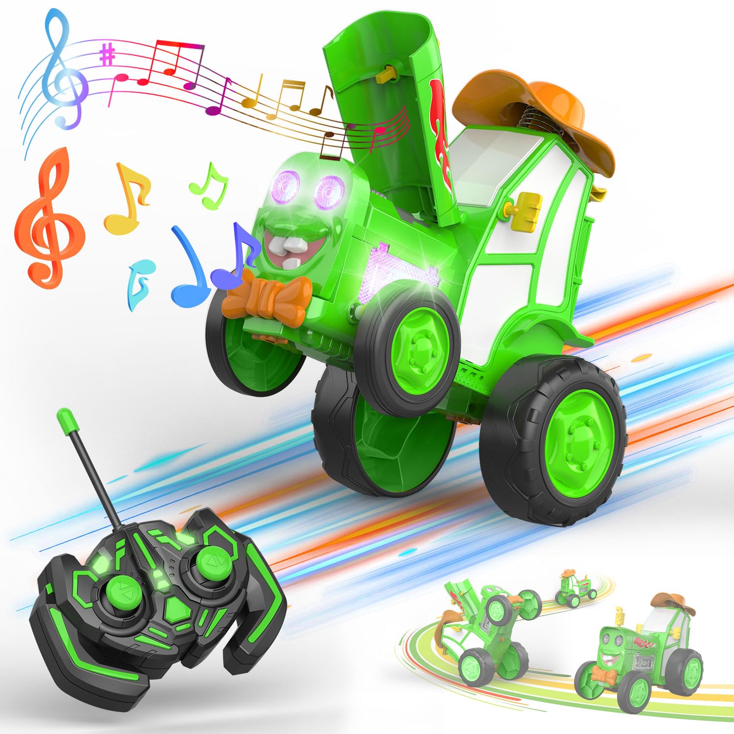 Crazy Jumping Car Toys, Remote Control Car for Kids, Boy Toys Stunt Car with LED Light Music, Rechargeable RC Car, Birthday East