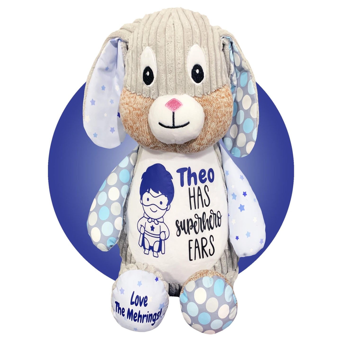 Ear Tube Gifts for Kids - Personalized with name + color choice - Ear Tube Get Well Soon Stuffed Animals - Ear Surgery Recovery