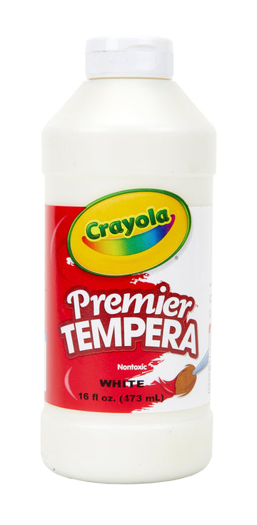 Crayola Premier Tempera Paint, White 16oz - Non-Toxic Kids Arts & Crafts Supplies, Easy Squeeze Bottle for Classroom Use