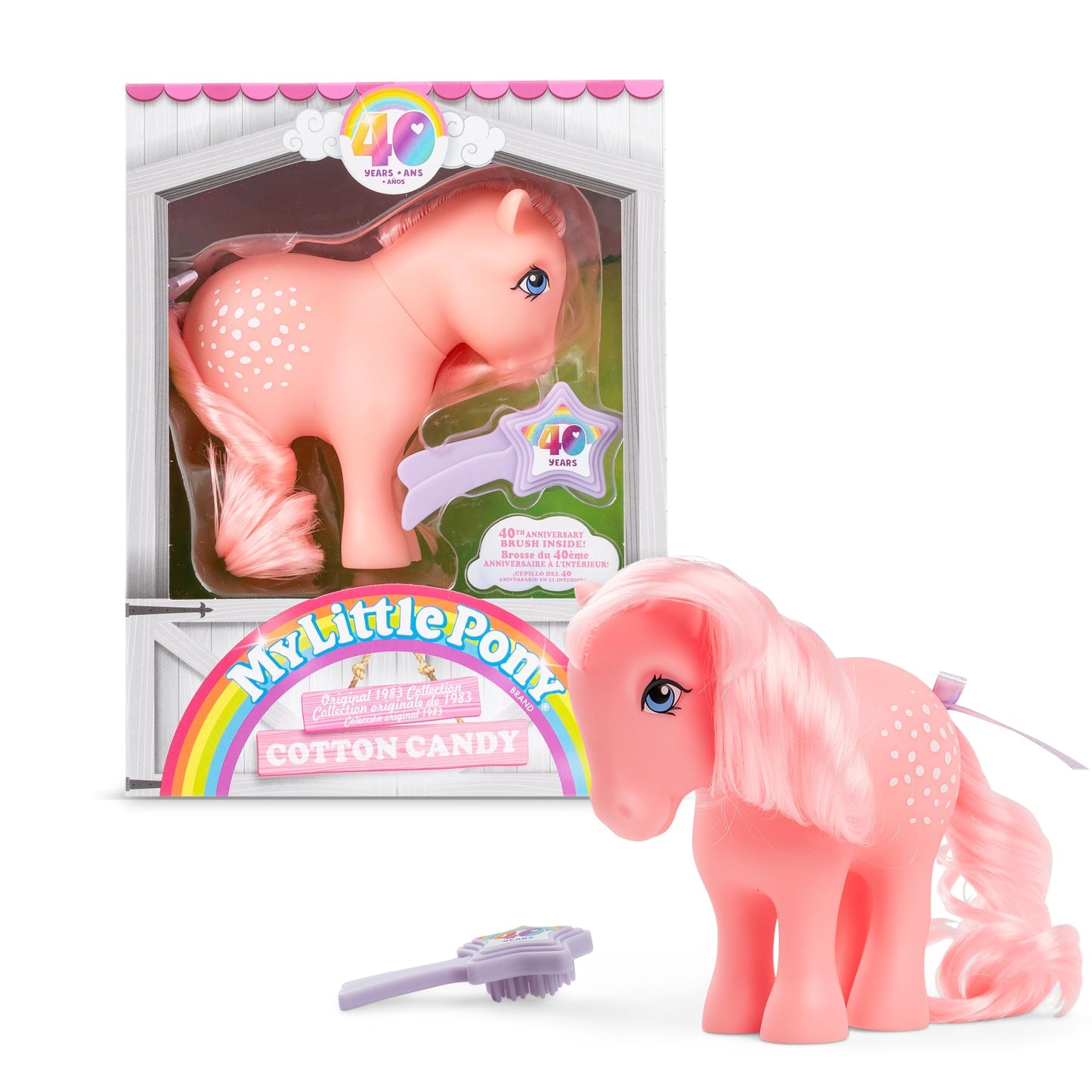 My Little Pony, 40Th Anniversary 4-Inch Cotton Candy, Original 1983 Collection, Long, Brushable Mane And Tail, Action Figure, Great For Kids, Toddlers, Girls, Ages 4+