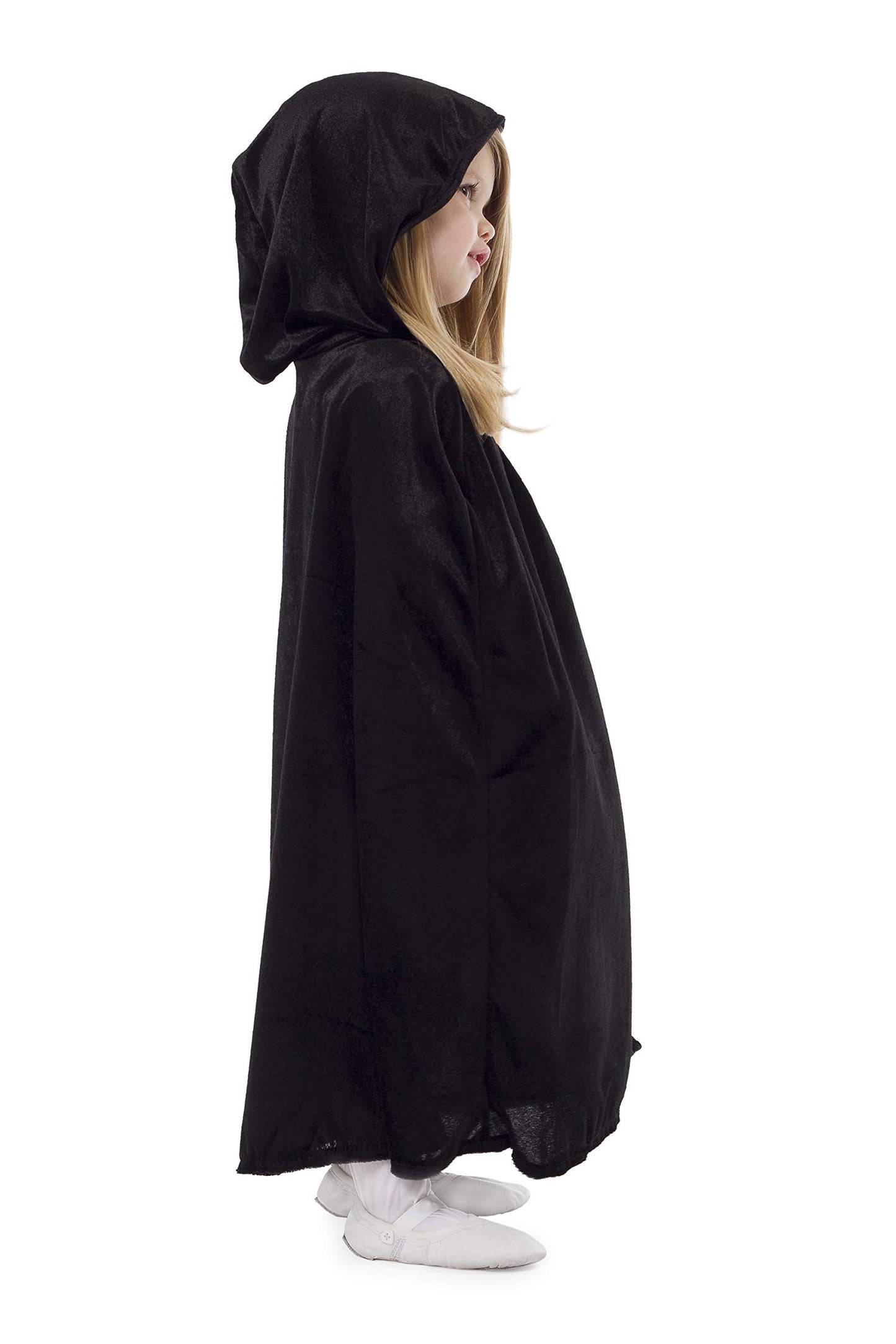 Little Adventures Deluxe Hooded Black Velvet Cloak Cape (Small Age 1-5) - Machine Washable Child Pretend Play And Party Dress-Up
