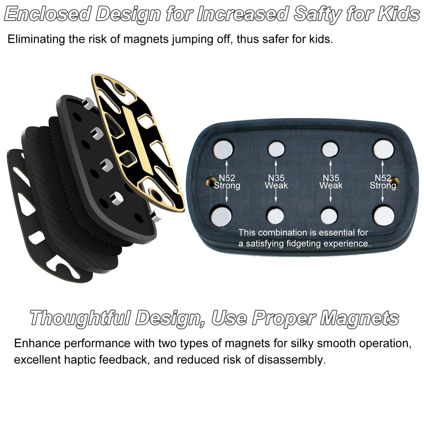 DjuiinoStar Silent Fidget Slider - Carbon Fiber, Lightweight, Strong Haptic Feedback, Magnetic, Black, Premium Fidget Toy DFS-28