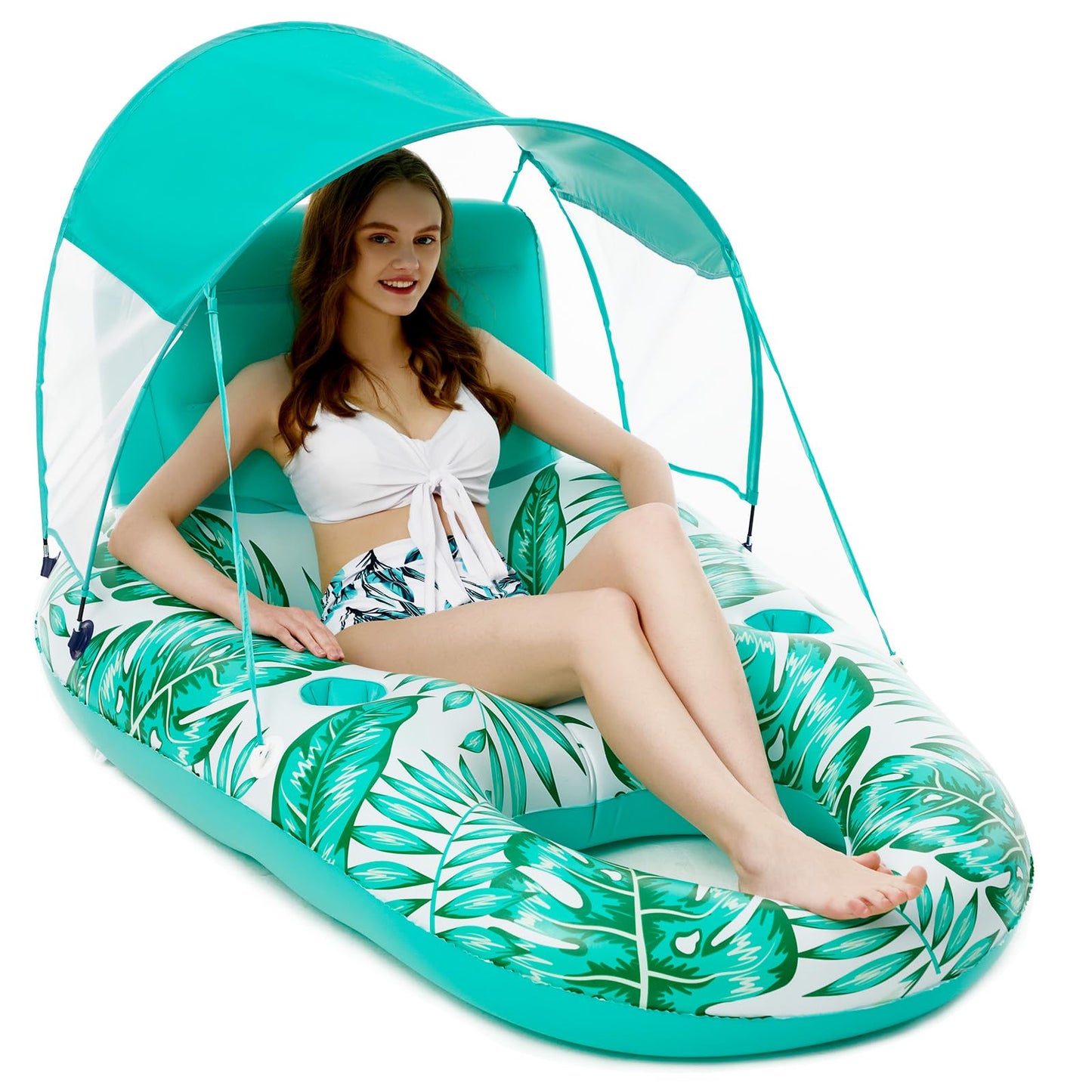 Jasonwell Pool Floats with Canopy - Inflatable Pool Float Adult Lounger Floaties Raft Floating Chair for Swimming Pool Lake Wate