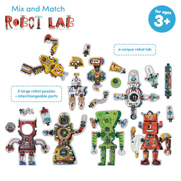 Banana Panda Mix And Match Robot Lab Toddler Puzzles - Includes 8 Large, Interchangeable Jigsaw Puzzles With 65 Total Pieces To Create Robots - For Kids Ages 3 Years And Up