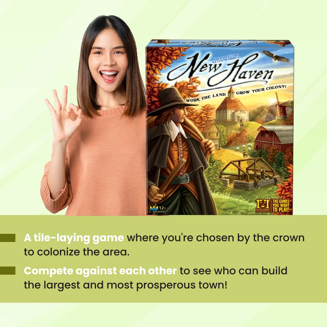 R&R Games New Haven Board Game: A Strategic Tile-Laying Board Game For Family Night