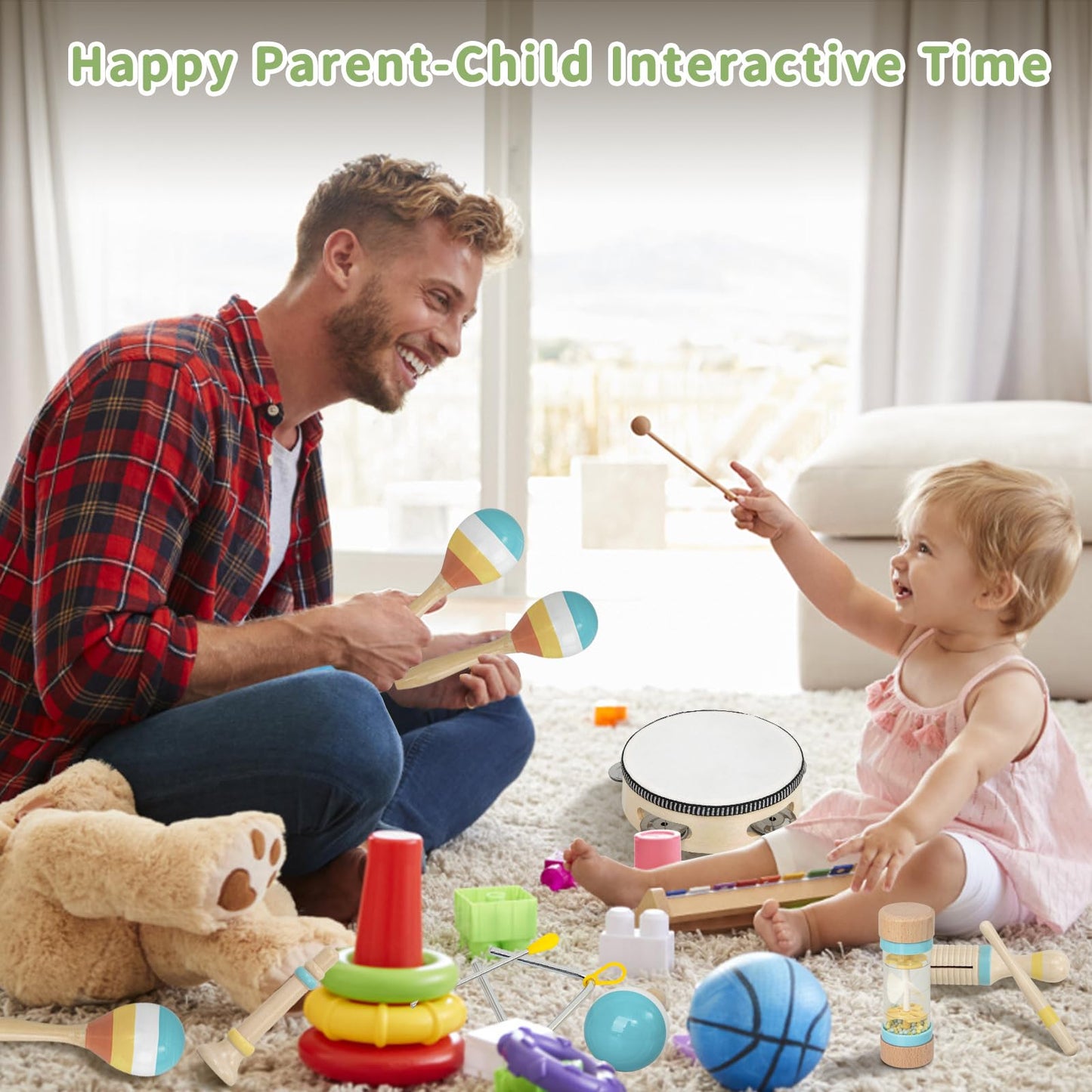 Toddler Musical Instruments Set - Wooden Musical Toys For Toddlers 1-3 Years Old, Percussion Montessori Toys For 1 2 3 Year Old,