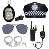 Timisea Police Accessories Kit - 6 Pcs Pretend Play Costume with Hat, Handcuffs, Sunglasses, Walkie Talkie, Badge, Whistle - Medium Size