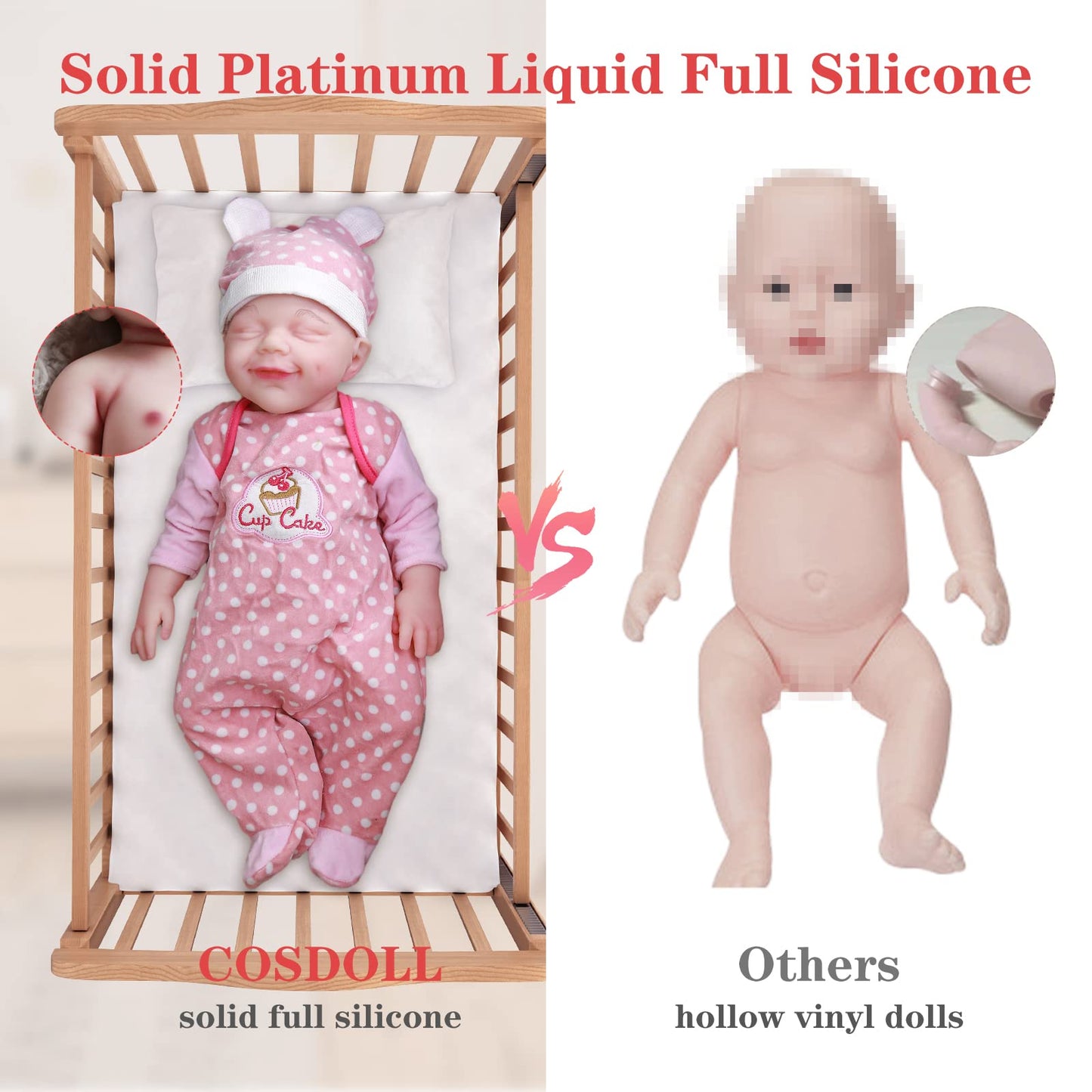 Aisite Unpainted Reborn Baby Dolls Boy - 18 Inch Realistic Silicone Baby Doll, Christmas&Birthday Gifts, Suitable For 3+