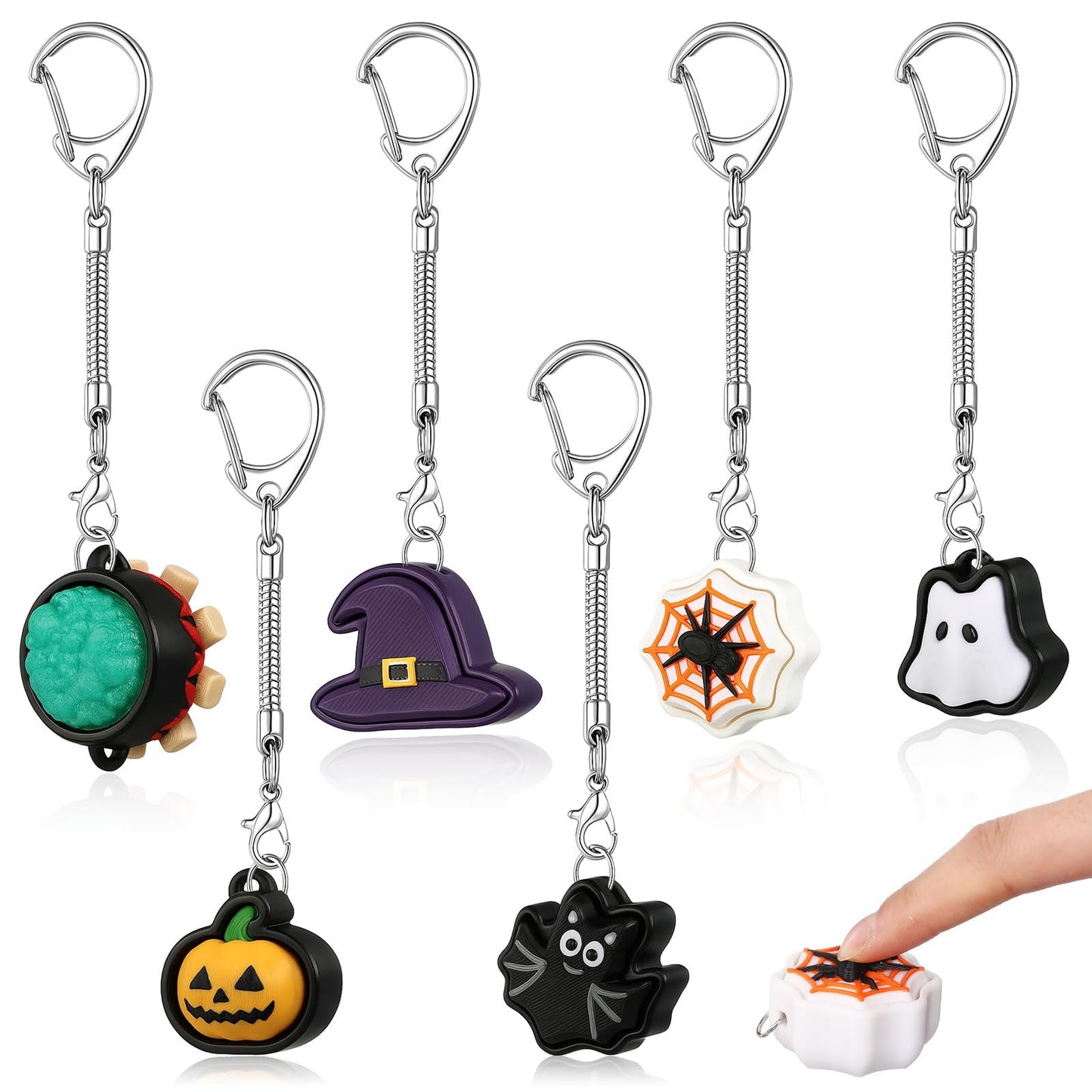 Honoson 6 Pcs Halloween Clickers Fidget Cute Fidget Keychains 3D Printed Halloween Goodie Bags Stuffers Party Favors Gifts with