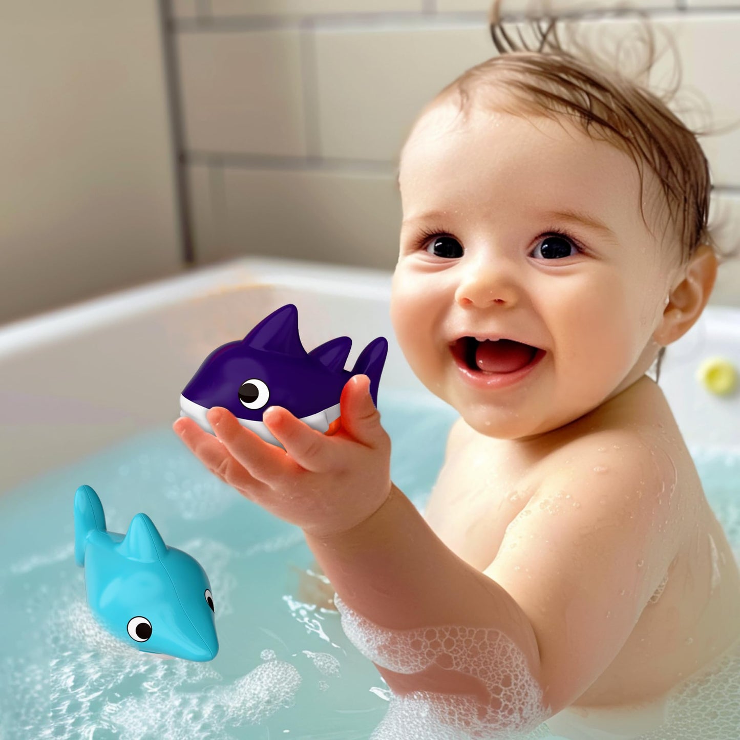 Iplay, Ilearn Toddler Boat Bath Toys, Baby Bathtub Shower Toy Set W/ Wind Up Swimming Boats, Pool Floating Fish, Kids Bathtime Water Play, Birthday Gifts For 18 Month, 2 3 4 Year Old Boys Girls