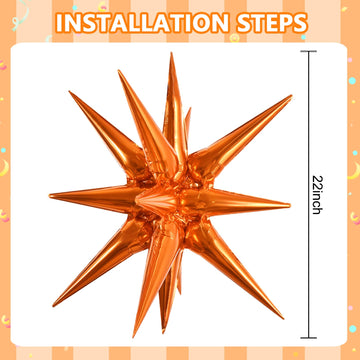 TONIFUL 4Pcs 22 Inch 4D Huge Star Balloons,Explosion Star Mylar Foil Balloons for Halloween Party Supplies Backdrop,Christmas,Ne