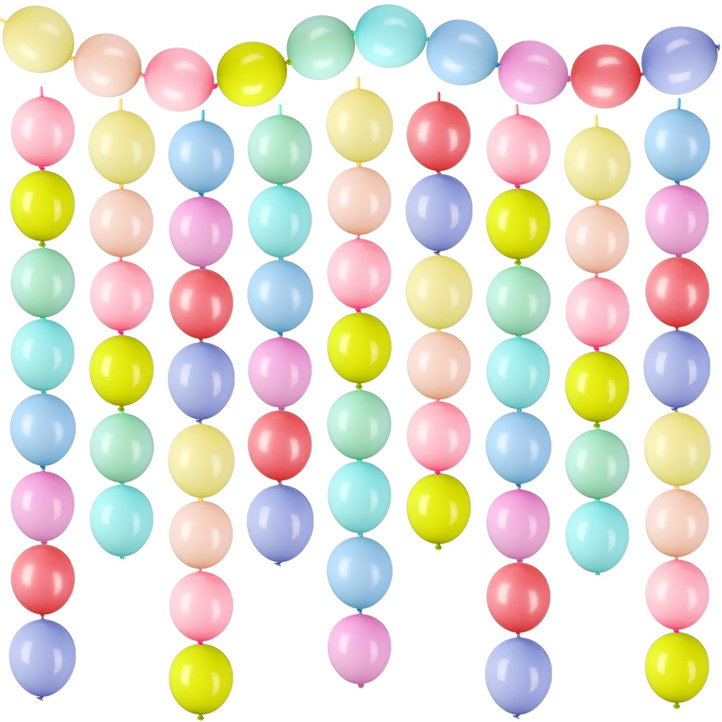 Meanplan 100 Pcs Link Balloon Linking Balloon Latex Linkable Balloons Connected Wedding Party Decoration(Macaron Colors,10 Inch)