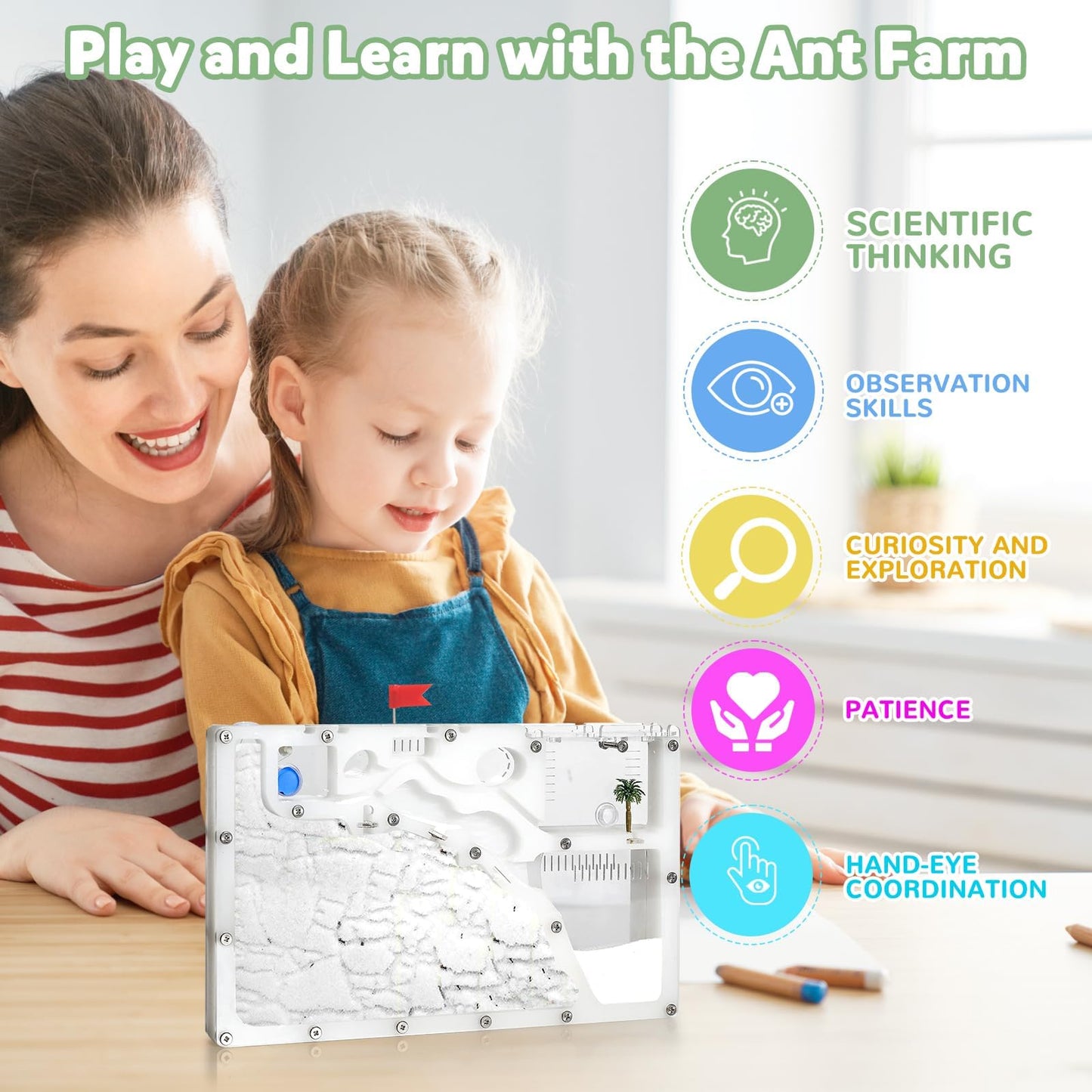 Blevla Ant Farms with Connections Ant Farms for Kids & mature-themed Live Ants for Ant Farm Educational Science DIY Toy Kit - STEM Learning Toy - Great Gifts for Boys & Girls (House)