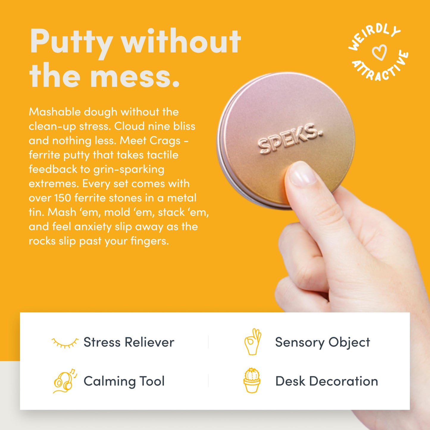 Speks Crags Ferrite Putty | 500+ Ferrite Stones in a Tin, Fidget Toy for Adults & Teens 14+, Desk Toy for Office, Christmas Gift