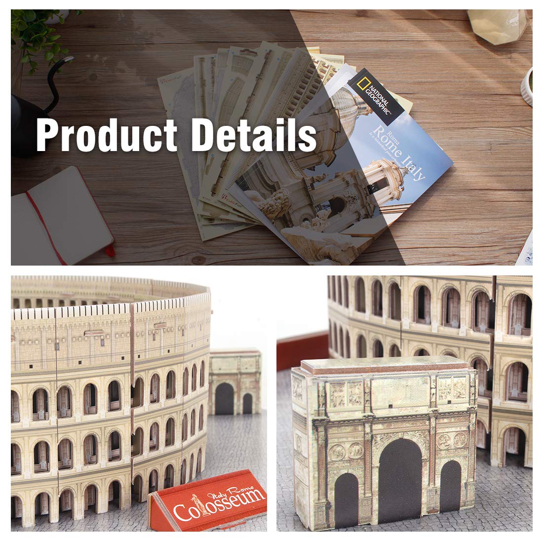 3D Puzzle - Puzzles For Kids Ages 8-10 - National Geographic Italy Rome Colosseum Toys For Girls & Boys - Art Stem Projects For Kids Ages 8-12 - Classroom Decorations, 131 Pieces