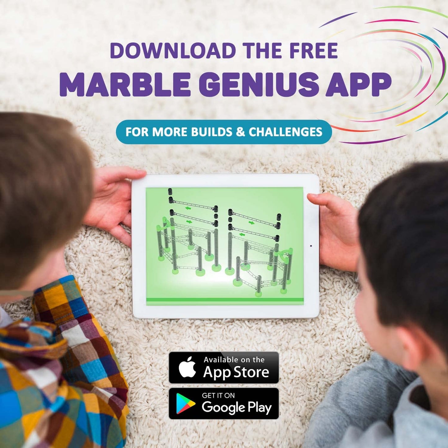 Marble Genius Marble Rails Extreme Set, 625 Piece Marble Run For Kids 8+ (55 Marbles, 80 Rail Pieces, 20 Base Pieces & More), Stem, Full-Color Instructions, Great For Kids & Teens