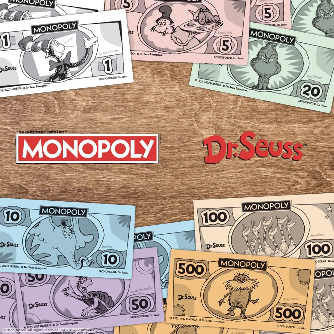 USAOPOLY Monopoly: Dr. Seuss Classic Game - Custom Board & Artwork, One Size, Multicolor, Model MN154-000-002200-06