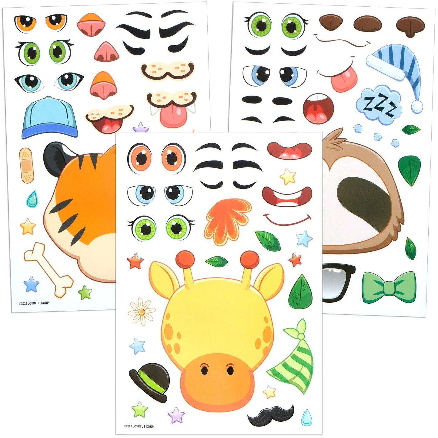 Joyin 36Pcs 9'X6' Make A Face Stickers For Kids, Make Your Own Safari Animal Stickers, Jungle Party Favors Kids Crafts, Goodie Bags Stuffers, Classroom Rewards