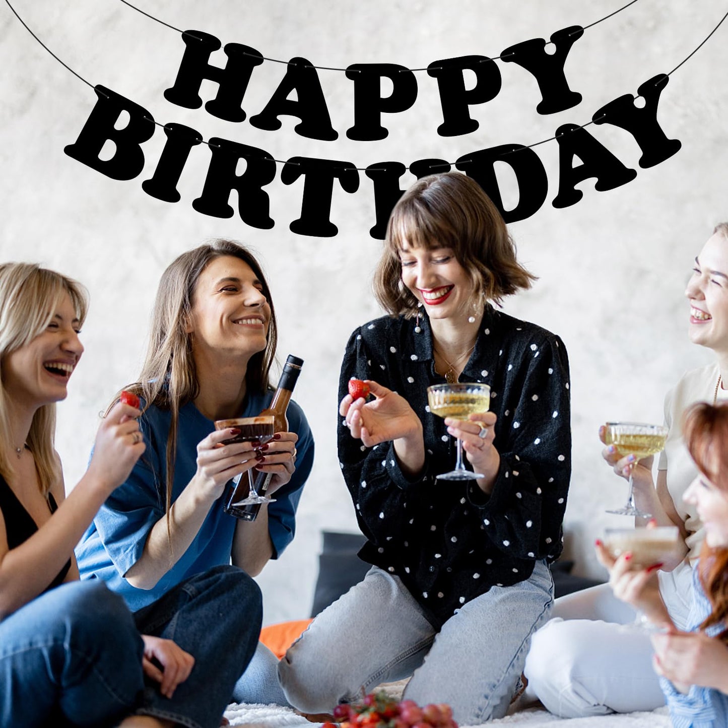 Black Happy Birthday Banner Sign Happy Birthday Bunting Banner Flag Garland For Kids Boys Baby Birthday Party Decorations Supplies