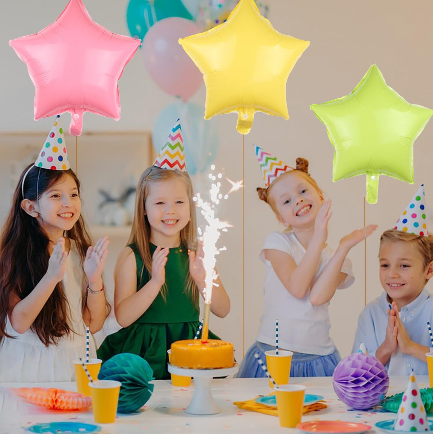 Kalor 18 Inch Pastel Pink Star Mylar Balloons, 10 Pcs Star Shape Foil Balloon Helium Balloons For Wedding, Baby Shower, Birthday Party Decorations