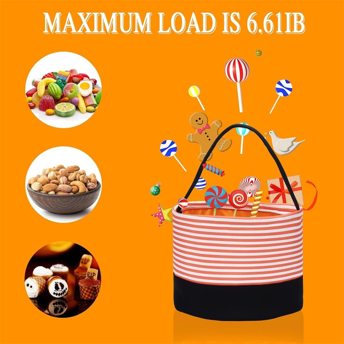 Halloween Trick Or Treat Bag Halloween Candy Bucket Fabric Tote Gift Candy Bag Halloween Party Favors
