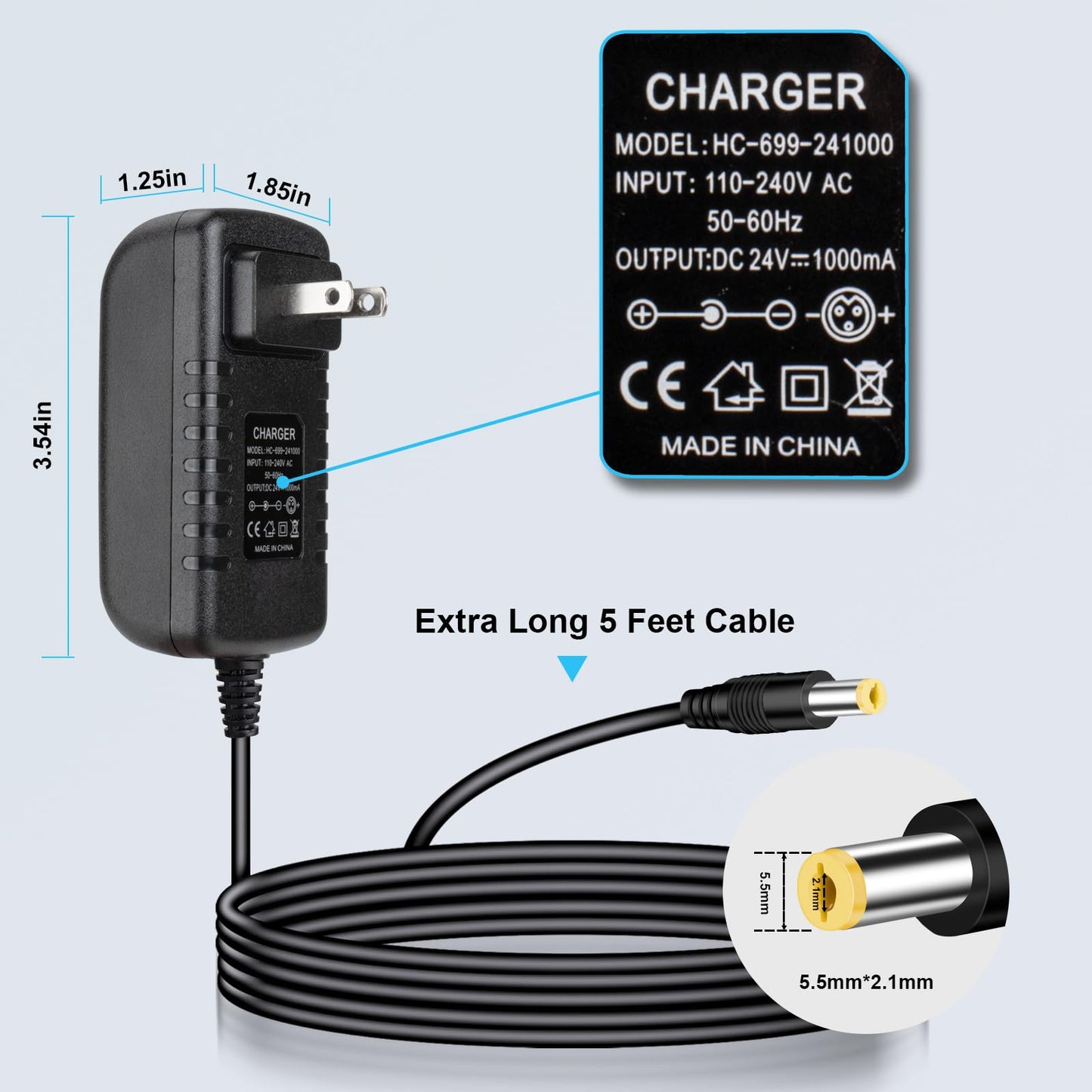 24V Charger for Kids Ride On Car Toys 24 Volt Battery Charger Wrangler SUV Kid Trax Dynacraft Toy Car Jeep ATV Quad (24v Battery
