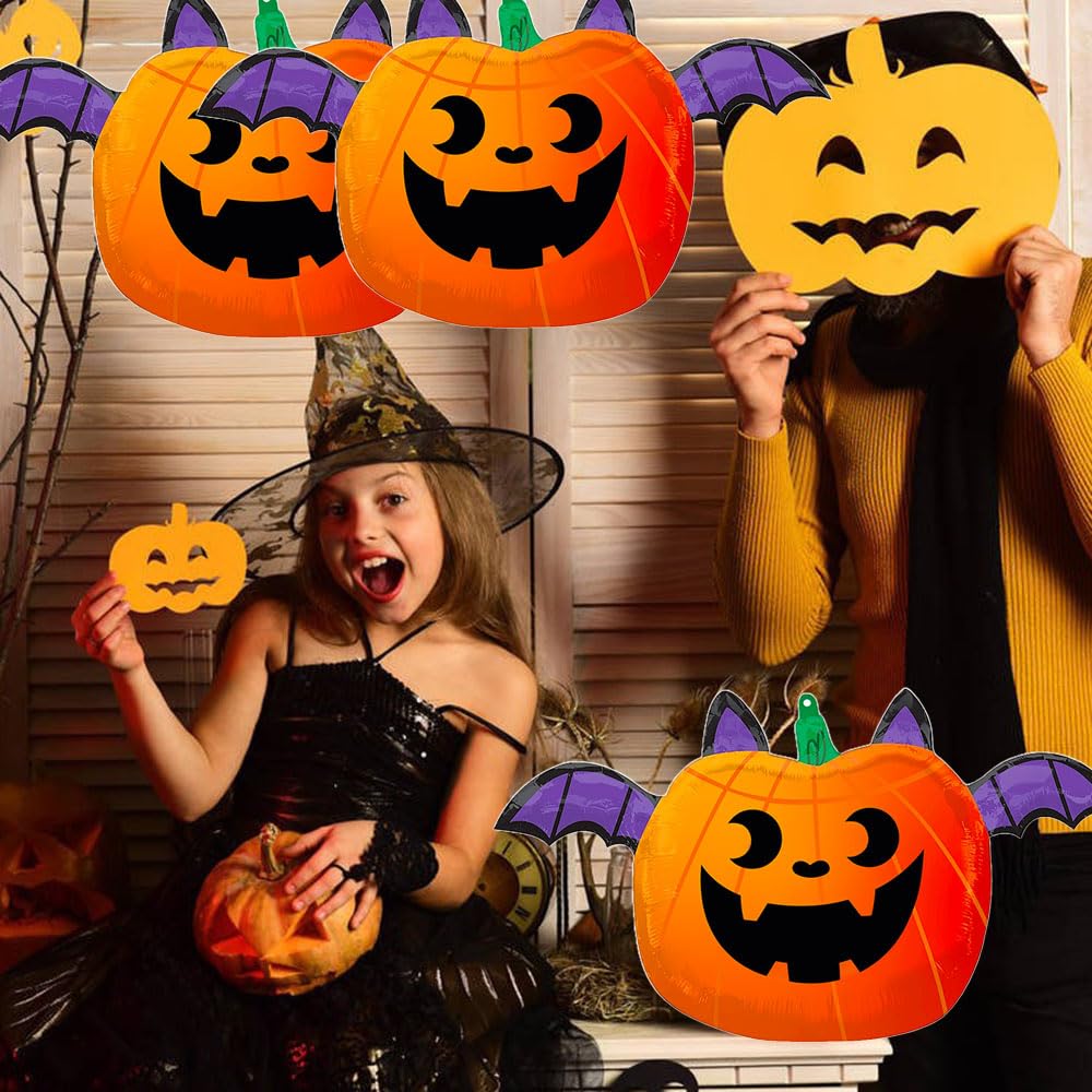 Hadckja Pumpkin Bat Balloon Halloween Balloons Pumpkin Bat Foil Balloons For Halloween-Themed Party Supplies Decorations Hallowe