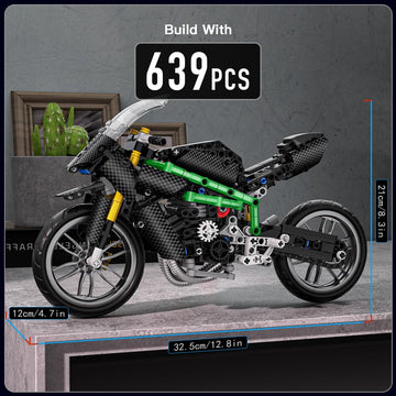 Mould King Kawasaki Ninja H2R Motorcycle Kit Building Sets, 23002 Ninja Bike Model Kit Building Kit, Kawasaki Moto Building Toys, Model Motorcycle Kits For Adults And Kids 14+(639Pcs)