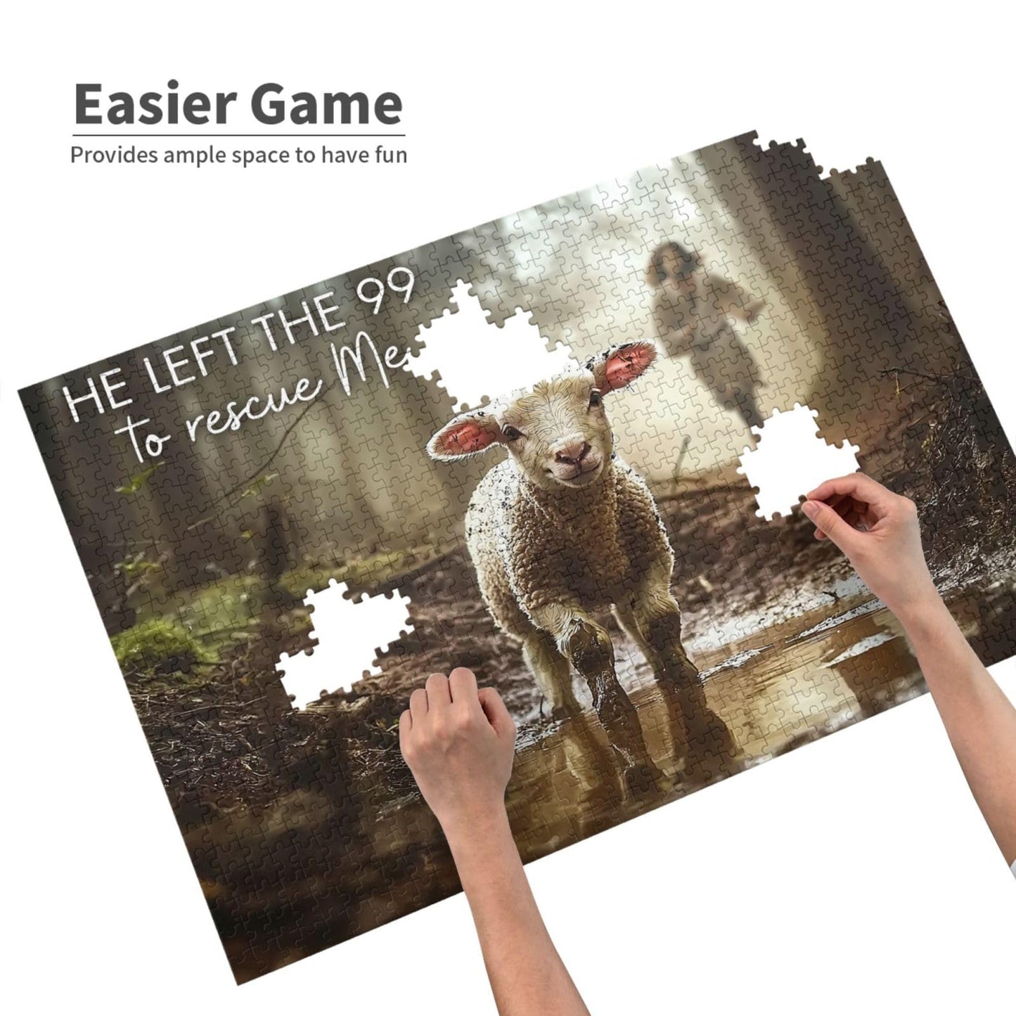 Christian Jigsaw Puzzle For Adults 1000 Pieces Vintage Sheep Jesus Religious Puzzles Scripture Bible Inspirational Wooden Puzzle