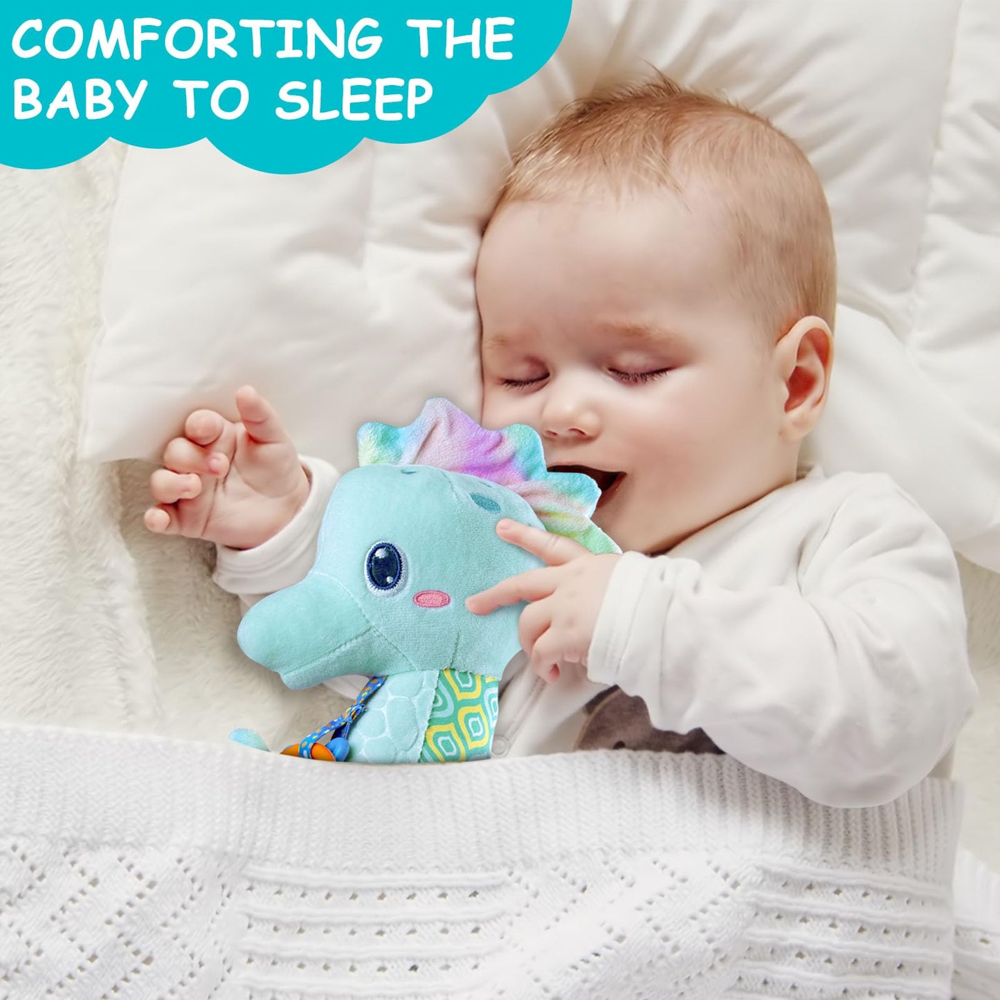 Fuzqq Baby Toys 0-6 Months,Infant Musical Stuffed Animals Soft Toy With Bright Colors,Crinkle Sound Paper, Multi-Textures & Ratt