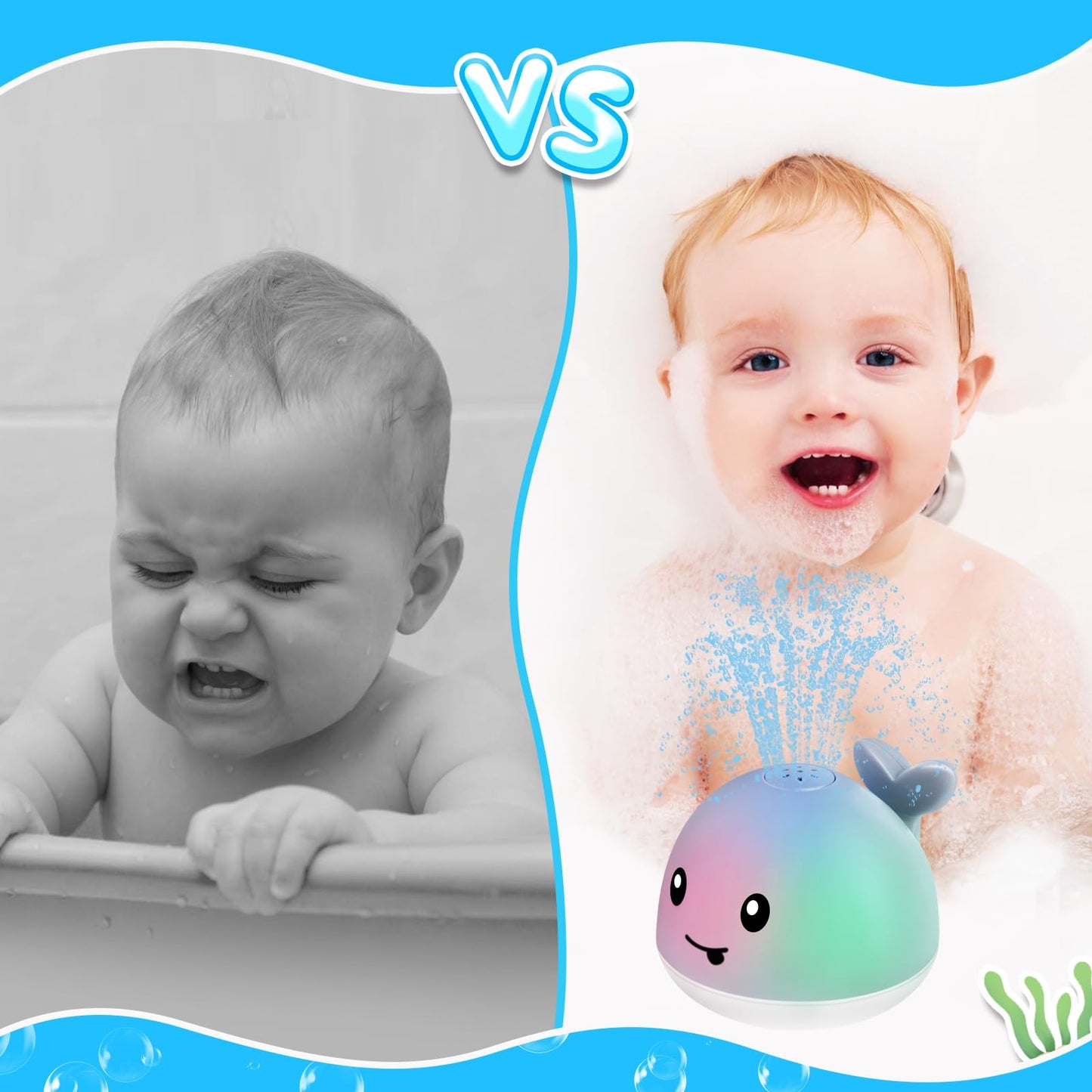 ?2024 Upgraded?Baby Bath Toys, Rechargeable Whale Bath Toy Sprinkler, Light Up Bath Toys For Toddlers 1-3, Baby 6-12 12-18 Month