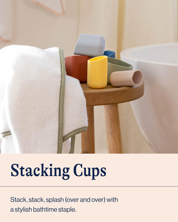 Lalo Stacking Cups - Baby and Toddler Stacking Cups for Bath Time 6 Nesting Cups with Openings - Non-Toxic BPA-Free Silicone Bath Toy Easy to Clean for 6 Months And Up - B&W