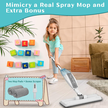 EP EXERCISE N PLAY Toddler Mop - Mini Size Cleaning Toy Set, White and Gray, Interactive Montessori Gift for Boys and Girls