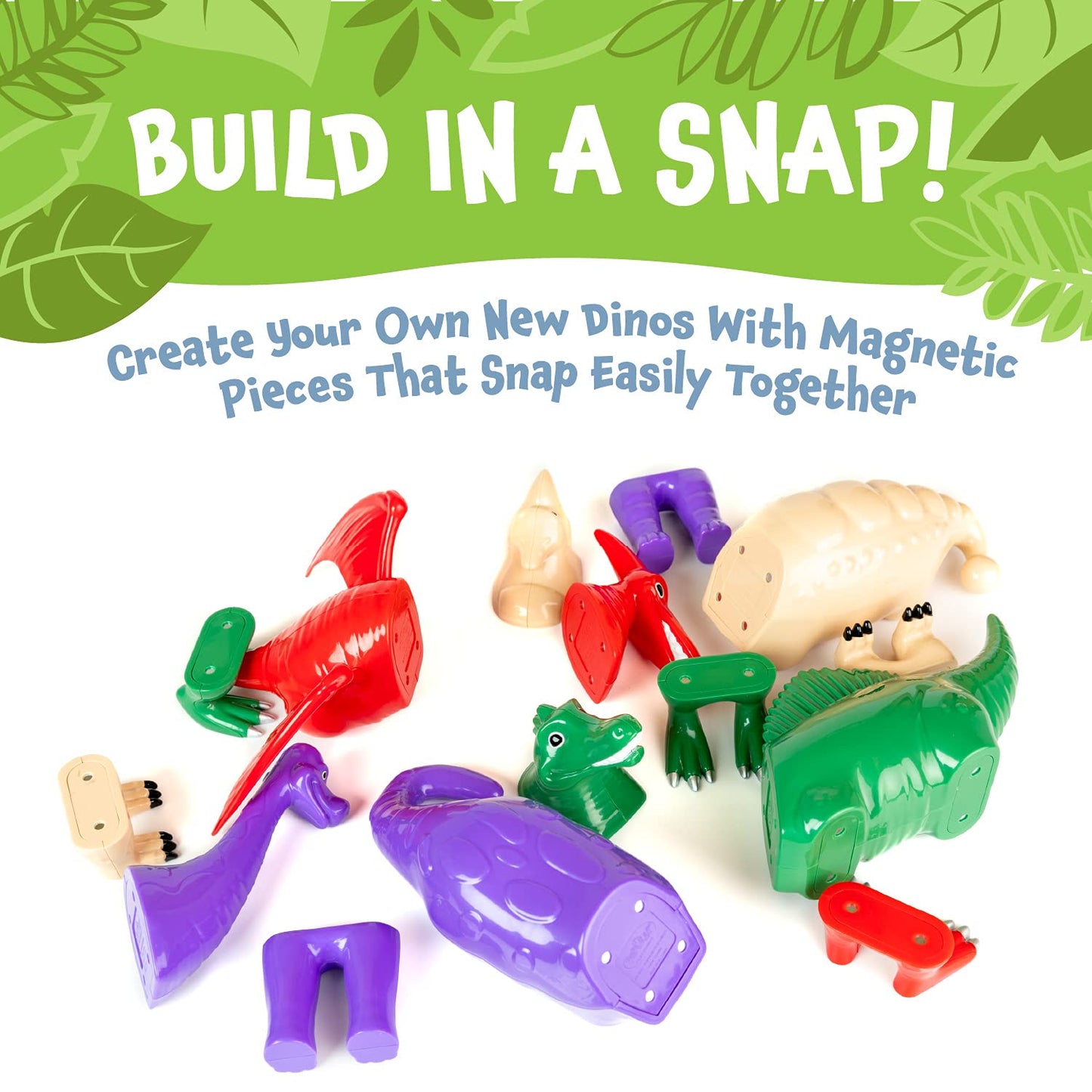 Magnetic Mix Or Match Dinosaurs Toy Play Set, 12 Pieces