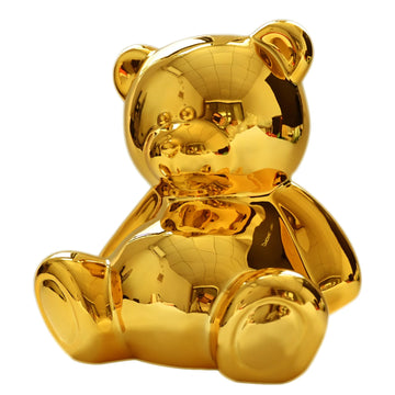 SOBEIT 7.36inch Bear Piggy Bank | Cute Bear Coin Bank | Shiny Plating Craftsmanship | Meticulous Details | Ceramic Bear Money Bank for Kids Girls Boys mature-themed(Gold/6.88 L x 5.62 W x 7.36 H)