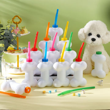 Eaasty Dog Bone Cups With Straws And Lids 10Oz Party Supplies Dog Puppy Party Favor Cups Plastic Reusable Dog Bone Shaped Cups S