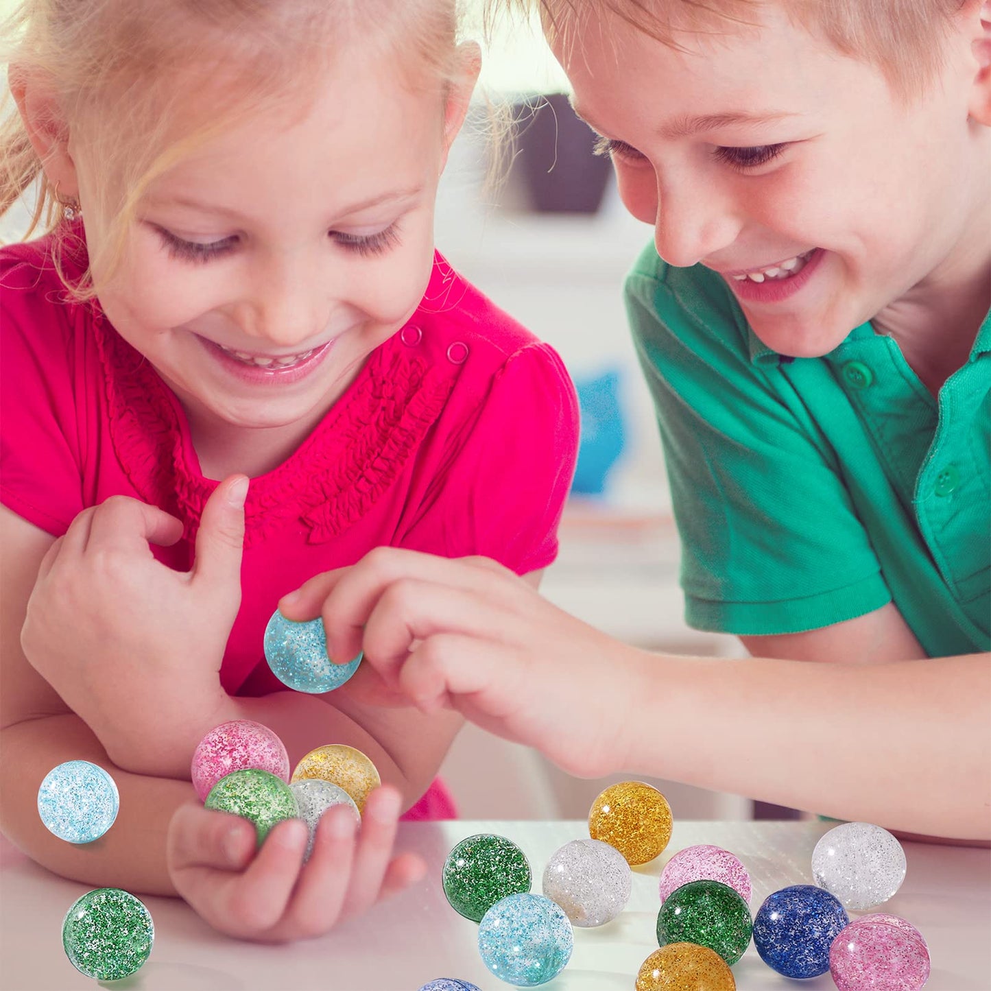 Ayfjovs 24Pcs Glitter Bouncy Balls For Kids Party Favors, 32Mm 6 Colors Rubber Bounce Balls Bulk, Easter Bag Filling, Easter Basket Stuffers