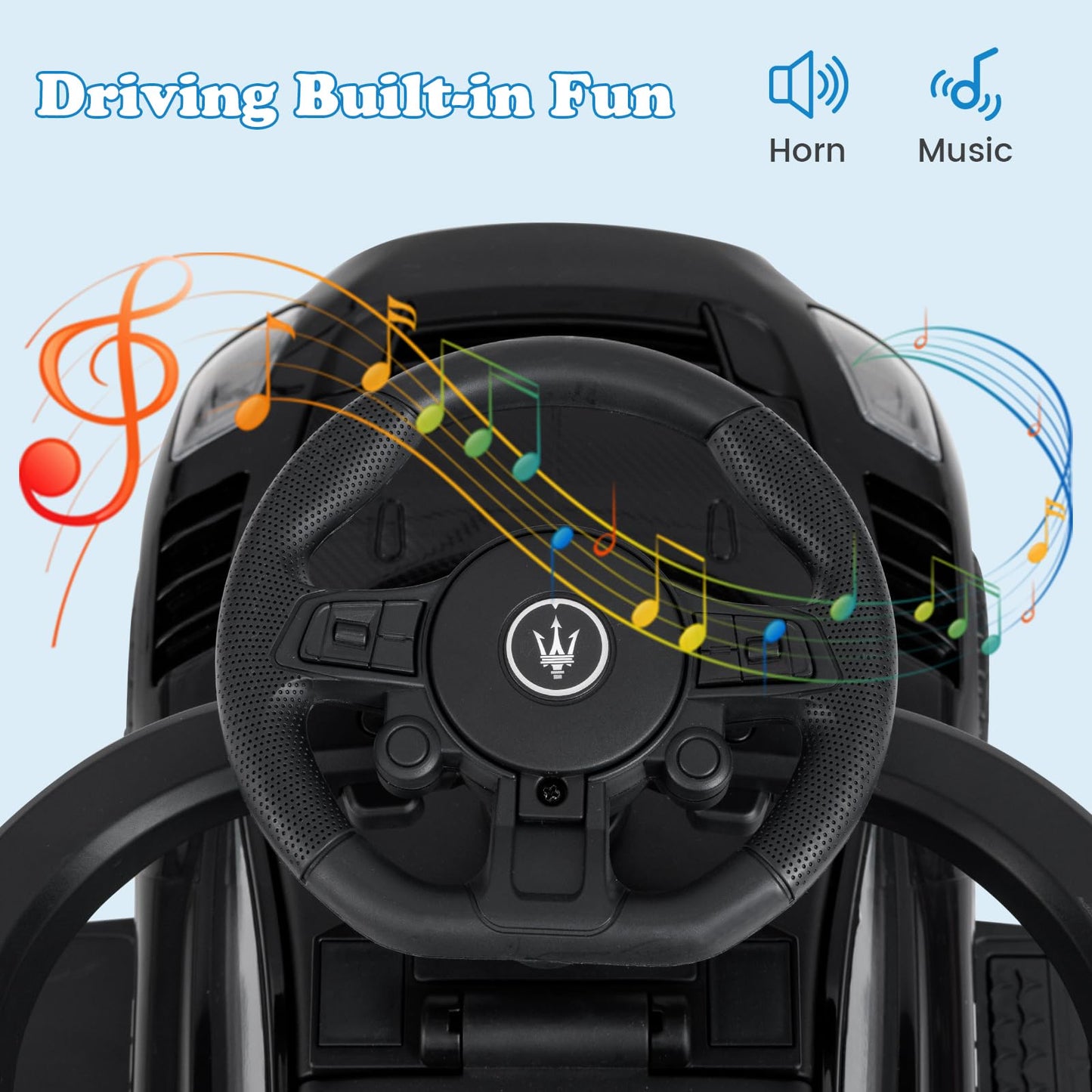INFANS 3 in 1 Push Car for Toddlers, Licensed Maserati Baby Stroller Sliding Walking Car with Push Handle, Horn, Music, Undernea