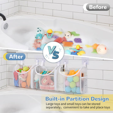 Docmon Bath Toy Storage, Detachable 6 Compartments Bath Toy Holder, Large Capacity Bathtub Toy Storage With Built-In Compartment