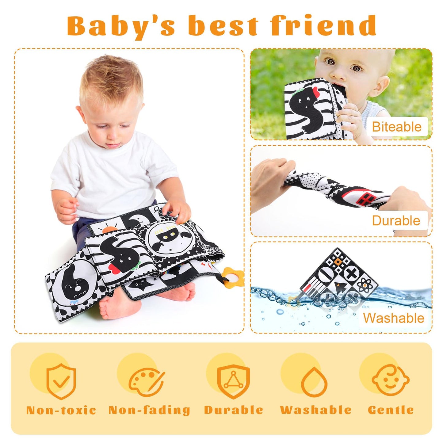 Ajsupojouet 3 Pcs High Contrast Baby Toys For Newborn Toys