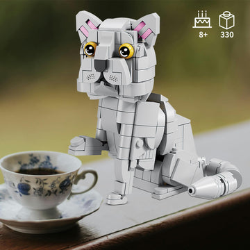 Kazi Cat Building Toy Set,Cat Gift Idea For Animal-Lovers,Cat Sets For Boys And Girls Age 8-12,Blue Cat Buildable Toys For Kids,