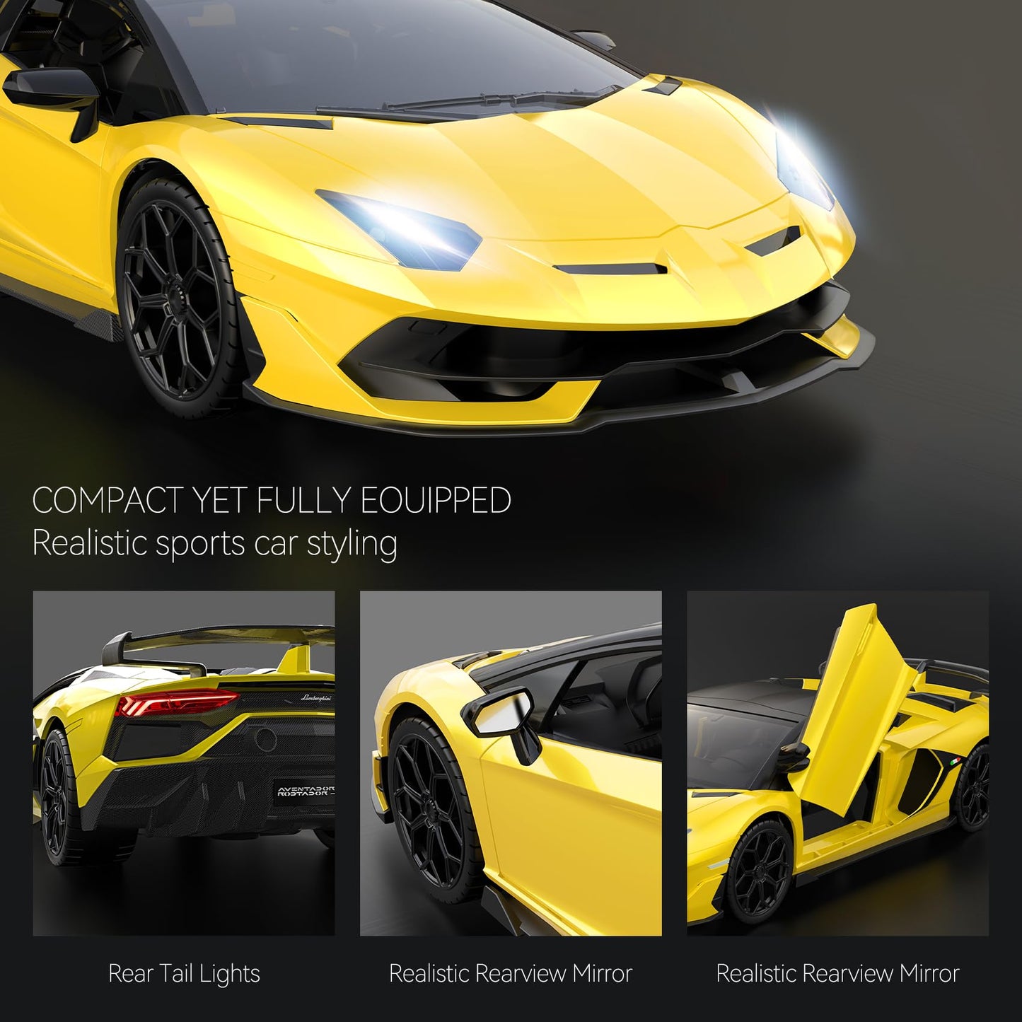AEROQUEST Lamborghini Remote Control Car, Officially Licensed 1:14 Lambo RC Car for Boys Girls Birthday Gift, Yellow Toys for 3