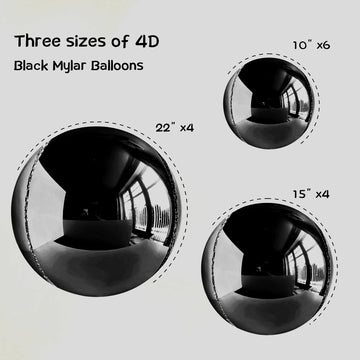 14Pcs Black Foil Balloons Mylar Balloons 22In 15In 10In Black Balloons Different Sizes Large Metallic Black Balloons Chrome Ball