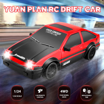 YUAN PLAN RC Drift Car, Mini RC Drift Car for Adults 1:24 Remote Control High Speed Race Drifting Cars, 2.4GHz 4WD Racing Hobby