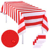 Elcoho 4 Pack Red and White Stripes Tablecloth Plastic Stripe Table Cover Carnival Circus Tablecloths for Carnival Circus Themed
